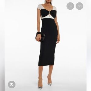 Self-Portrait Elegant Black and White Strapless Dress